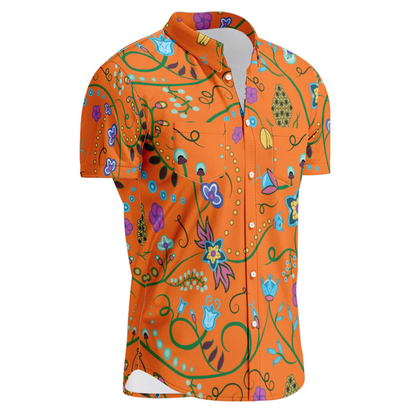 Fresh Fleur Carrot Hawaiian-Style Button Up Shirt