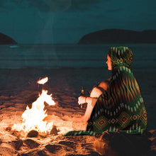 Load image into Gallery viewer, Fire Feather Green Hooded Blanket
