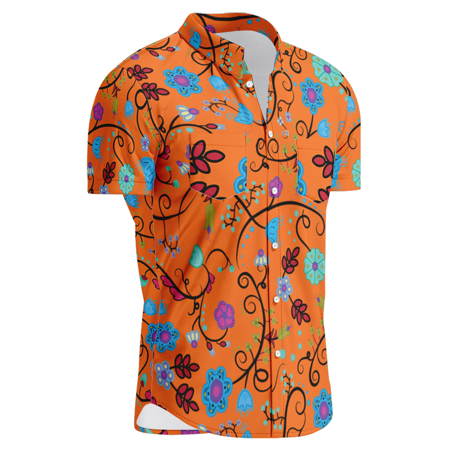 Nipin Blossom Carrot Hawaiian-Style Button Up Shirt