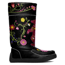 Load image into Gallery viewer, Floral Maskwa Black Real Leather MocLux
