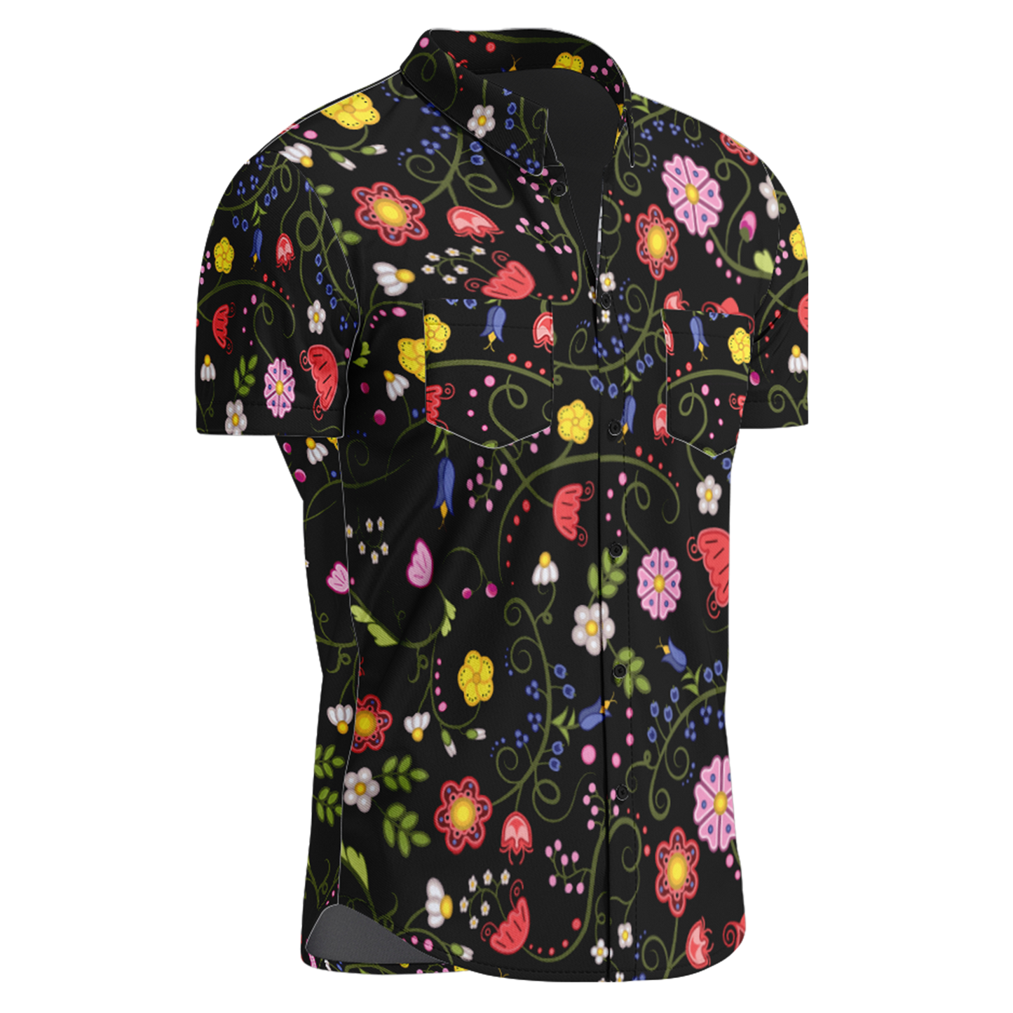 Nipin Blossom Midnight Hawaiian-Style Button Up Shirt