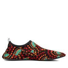 Load image into Gallery viewer, Hawk Feathers Fire and Turquoise Kid&#39;s Sockamoccs Slip On Shoes
