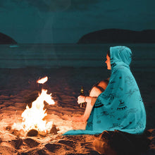 Load image into Gallery viewer, Ledger Dabbles Turquoise Hooded Blanket
