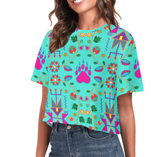 Load image into Gallery viewer, Geometric Floral Fall Black Crop Top
