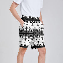 Load image into Gallery viewer, Between the Mountains White and Black Athletic Shorts with Pockets
