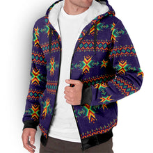 Load image into Gallery viewer, Dreams of Ancestors Indigo Sherpa Hoodie
