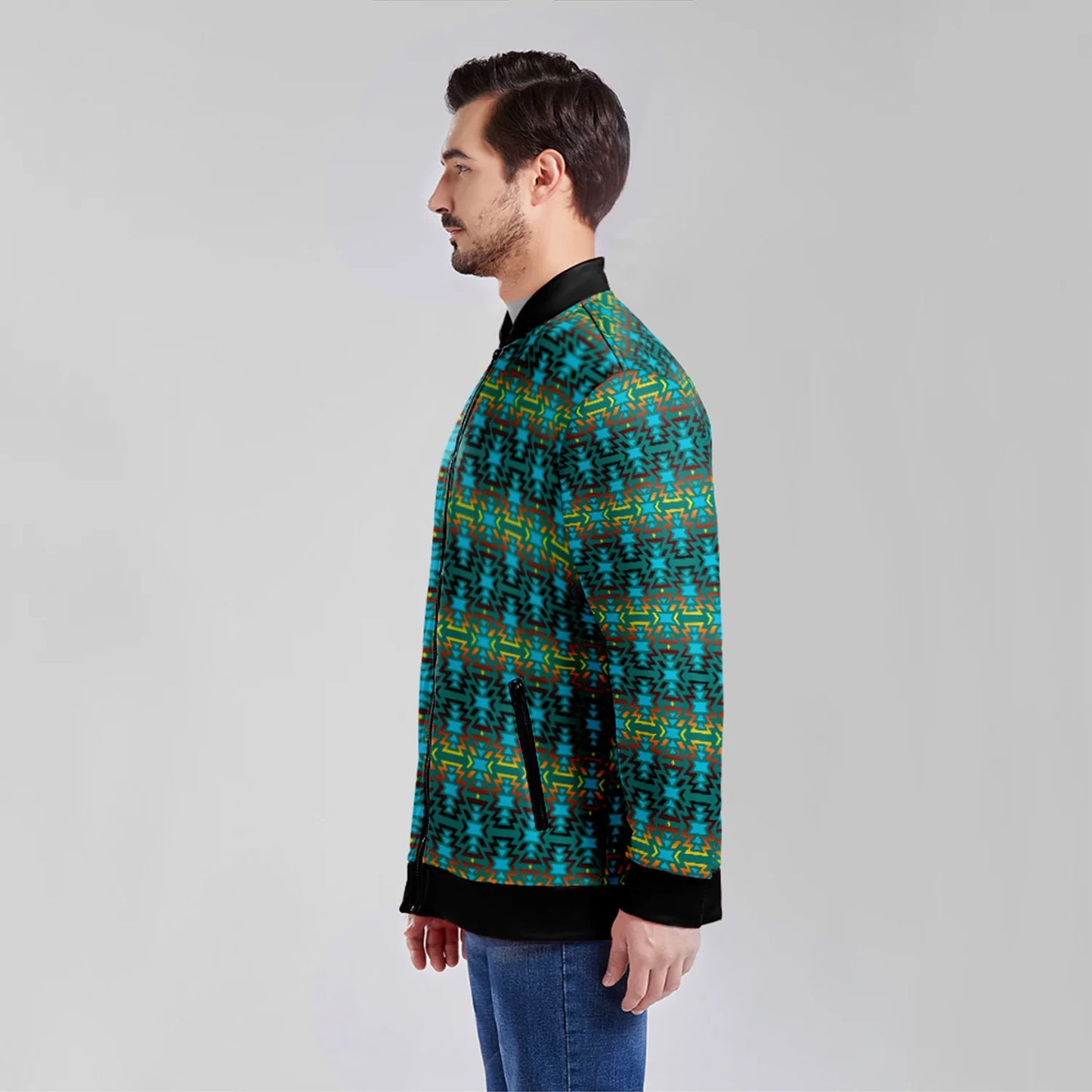 Fire Colors and Turquoise Teal Lightweight Jacket