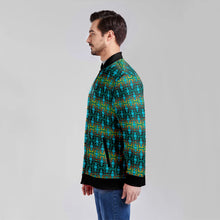 Load image into Gallery viewer, Fire Colors and Turquoise Teal Youth Zippered Collared Lightweight Jacket
