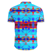 Load image into Gallery viewer, Between the Mountains Blue Hawaiian-Style Button Up Shirt
