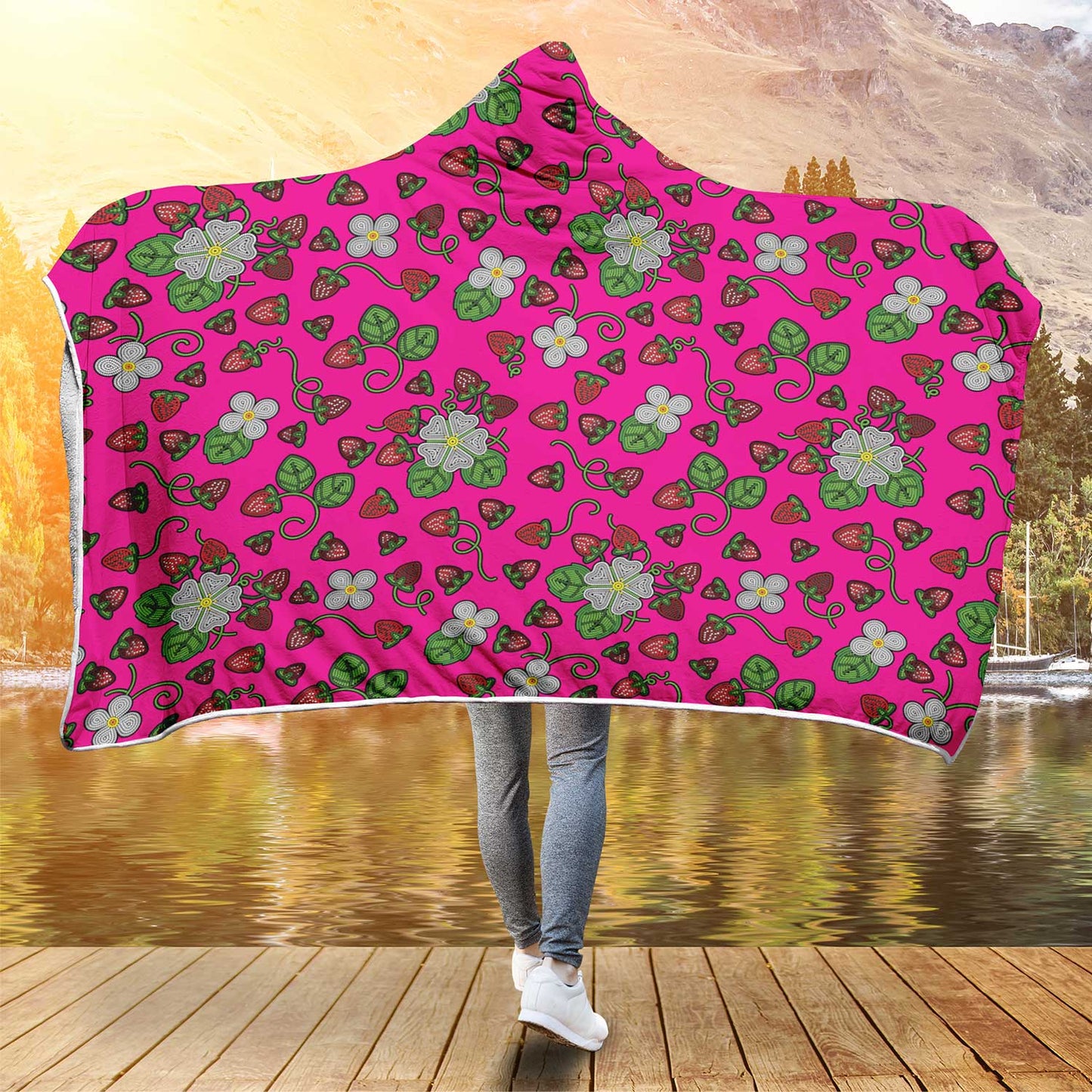 Strawberry Dreams Blush Hooded Blanket