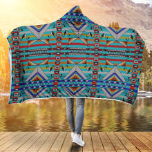 Load image into Gallery viewer, Medicine Blessing Turquoise Hooded Blanket
