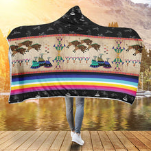 Load image into Gallery viewer, Buffalos Running Black Sky Hooded Blanket
