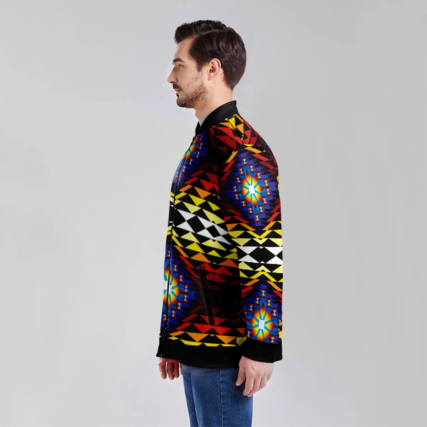 Sunset Blanket Zippered Collared Lightweight Jacket