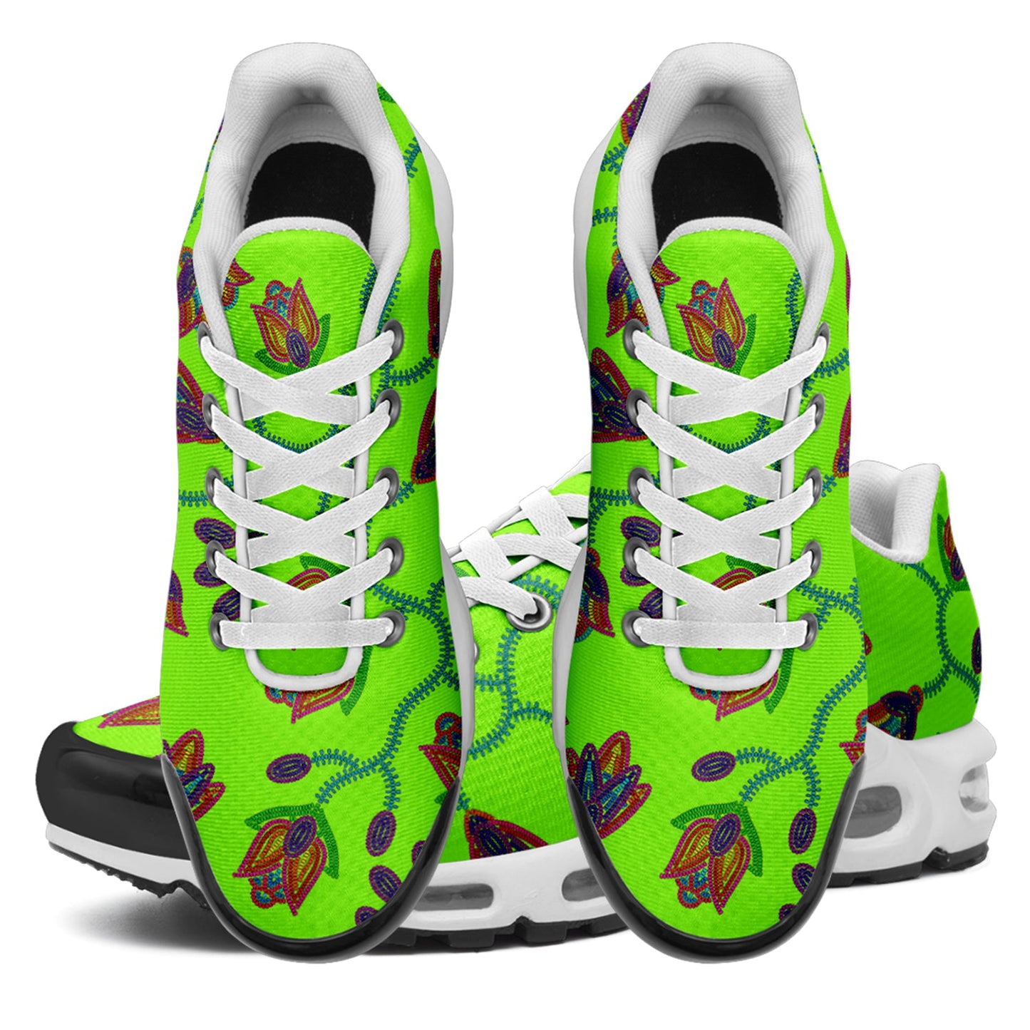 Spring Blossoms on Neon Green Niowaa Air Cushion Shoes