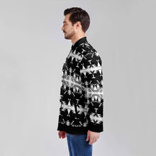 Load image into Gallery viewer, Between the Mountains Black and White Zippered Collared Lightweight Jacket
