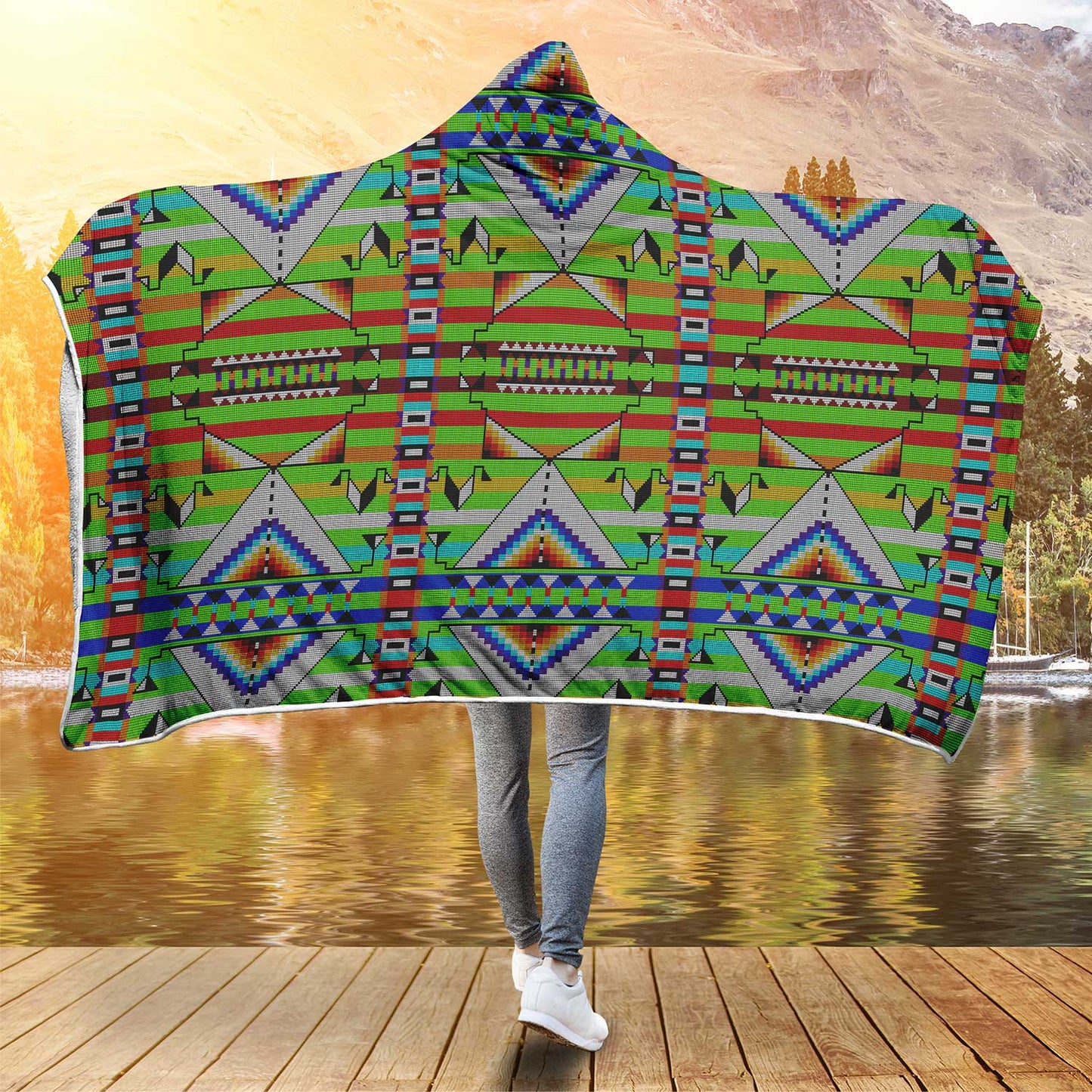 Medicine Blessing Lime Green Hooded Blanket