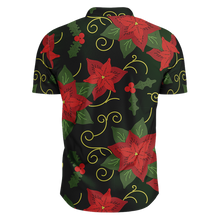 Load image into Gallery viewer, Poinsetta Parade Hawaiian-Style Button Up Shirt
