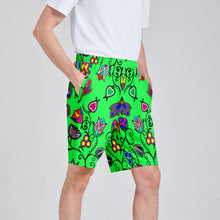 Load image into Gallery viewer, Indigenous Paisley Green Athletic Shorts with Pockets
