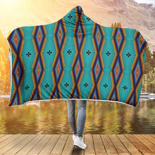 Load image into Gallery viewer, Diamond in the Bluff Turquoise Hooded Blanket
