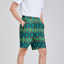 Load image into Gallery viewer, Fire Colors and Turquoise Teal Athletic Shorts with Pockets
