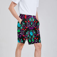 Load image into Gallery viewer, Floral Beadwork Four Clans Winter Athletic Shorts with Pockets
