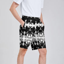 Load image into Gallery viewer, Between the Mountains Black and White Athletic Shorts with Pockets
