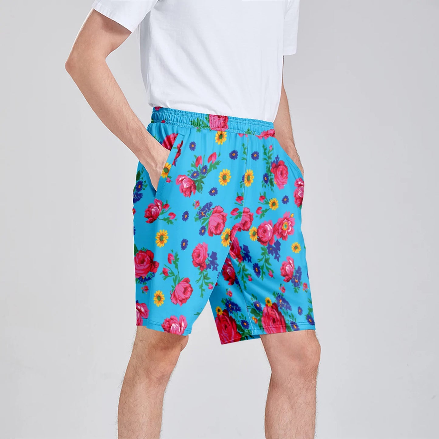 Kokum Ceremony Sky Athletic Shorts with Pockets