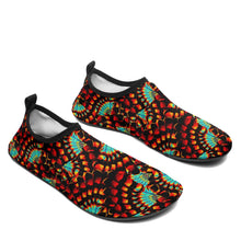 Load image into Gallery viewer, Hawk Feathers Fire and Turquoise Kid&#39;s Sockamoccs Slip On Shoes
