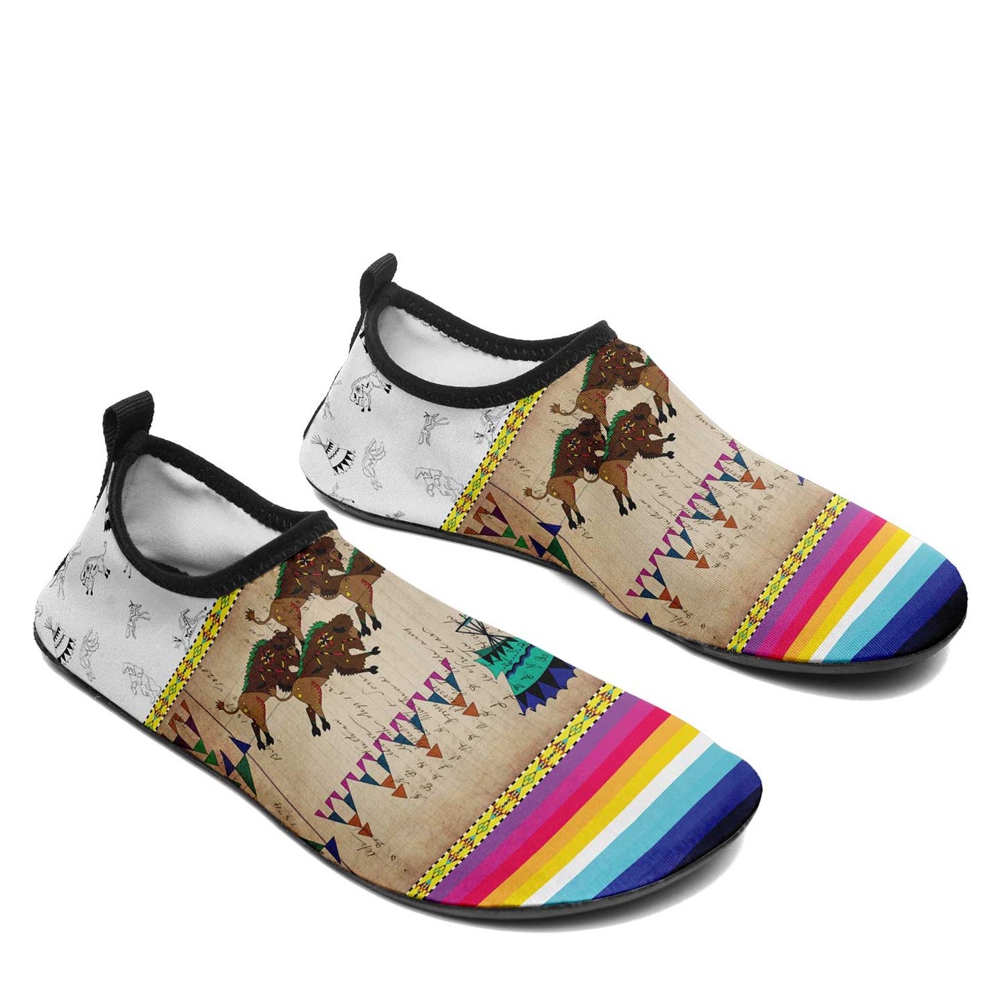 Buffalos Running White Clay Kid's Sockamoccs