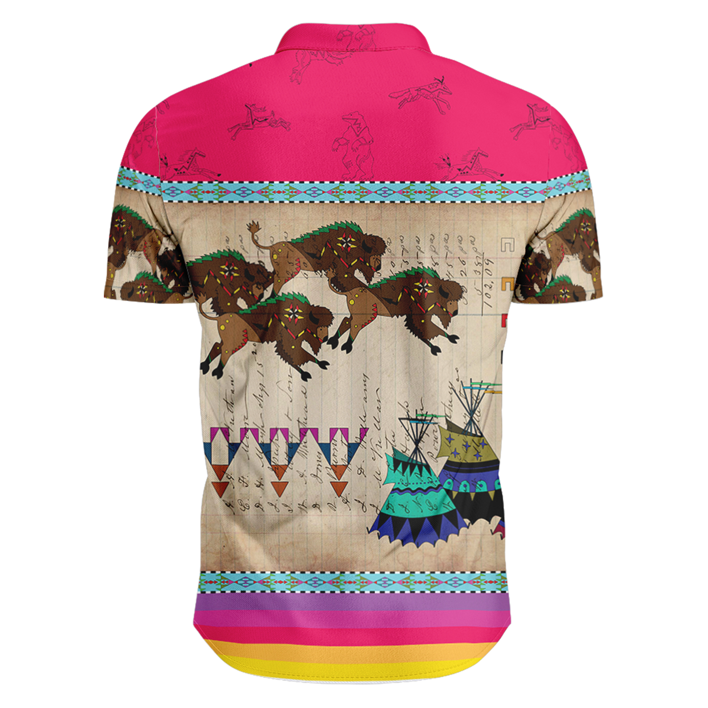 Buffalos Running Berry Hawaiian-Style Button Up Shirt