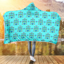 Load image into Gallery viewer, Dakota Damask Turquoise Hooded Blanket
