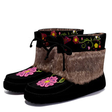 Load image into Gallery viewer, Floral Maskwa Black MocLux Short Style with Fur
