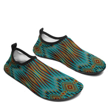 Load image into Gallery viewer, Fire Feather Turquoise Kid&#39;s Sockamoccs Slip On Shoes
