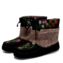 Load image into Gallery viewer, Birch Berries Black Leather MocLux Short Style with Fur
