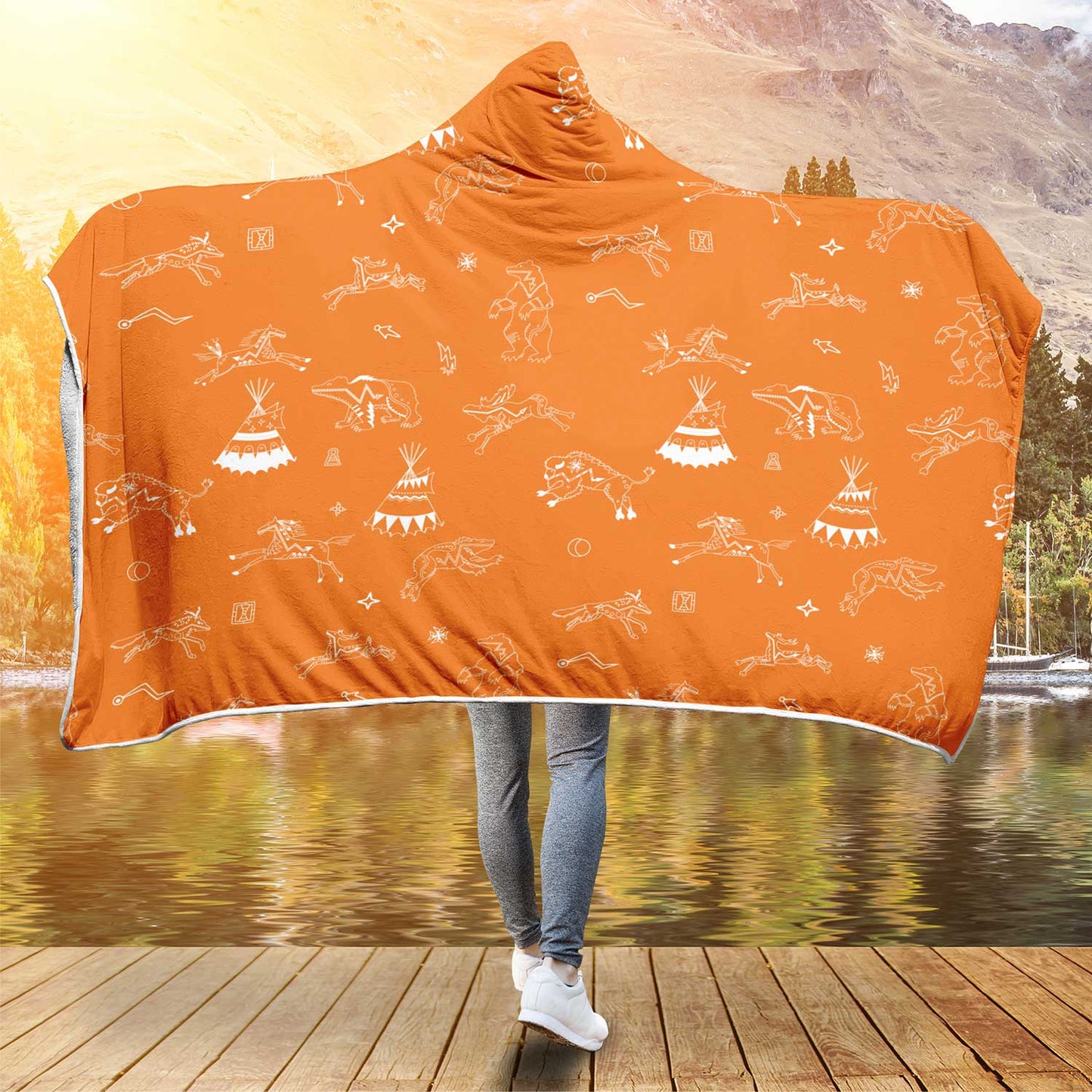 Ledger Dabbles Orange Hooded Blanket