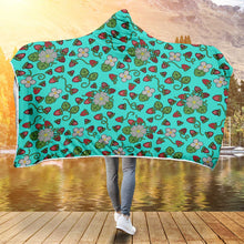 Load image into Gallery viewer, Strawberry Dreams Turquoise Hooded Blanket
