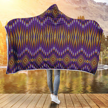 Load image into Gallery viewer, Fire Feather Purple Hooded Blanket
