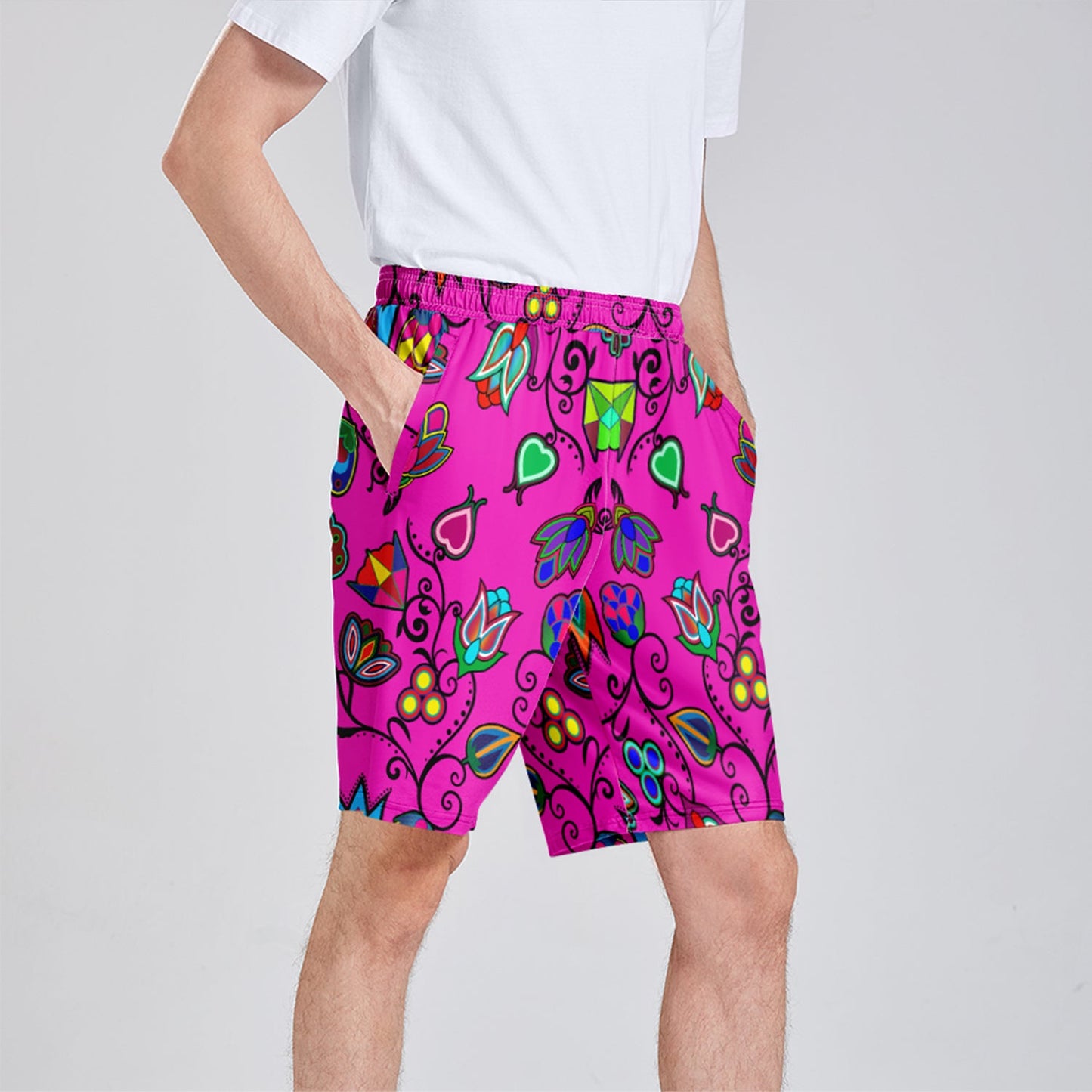 Indigenous Paisley Athletic Shorts with Pockets