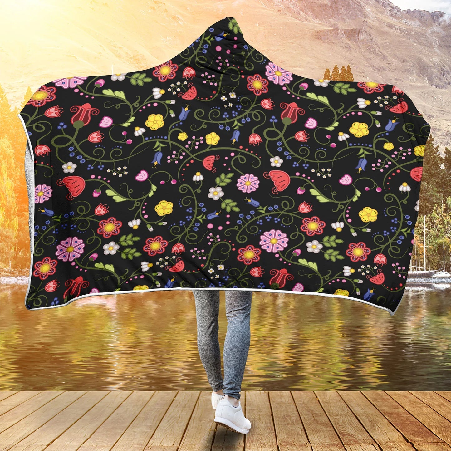 Nipin Blossom Midnight Hooded Blanket