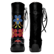 Load image into Gallery viewer, Flower Beadwork People Black Real Leather MocLux
