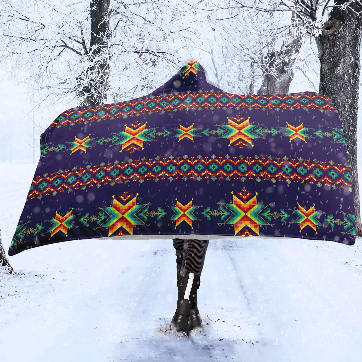 Dreams of Ancestors Indigo Hooded Blanket