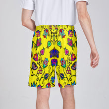 Load image into Gallery viewer, Indigenous Paisley Yellow Athletic Shorts with Pockets
