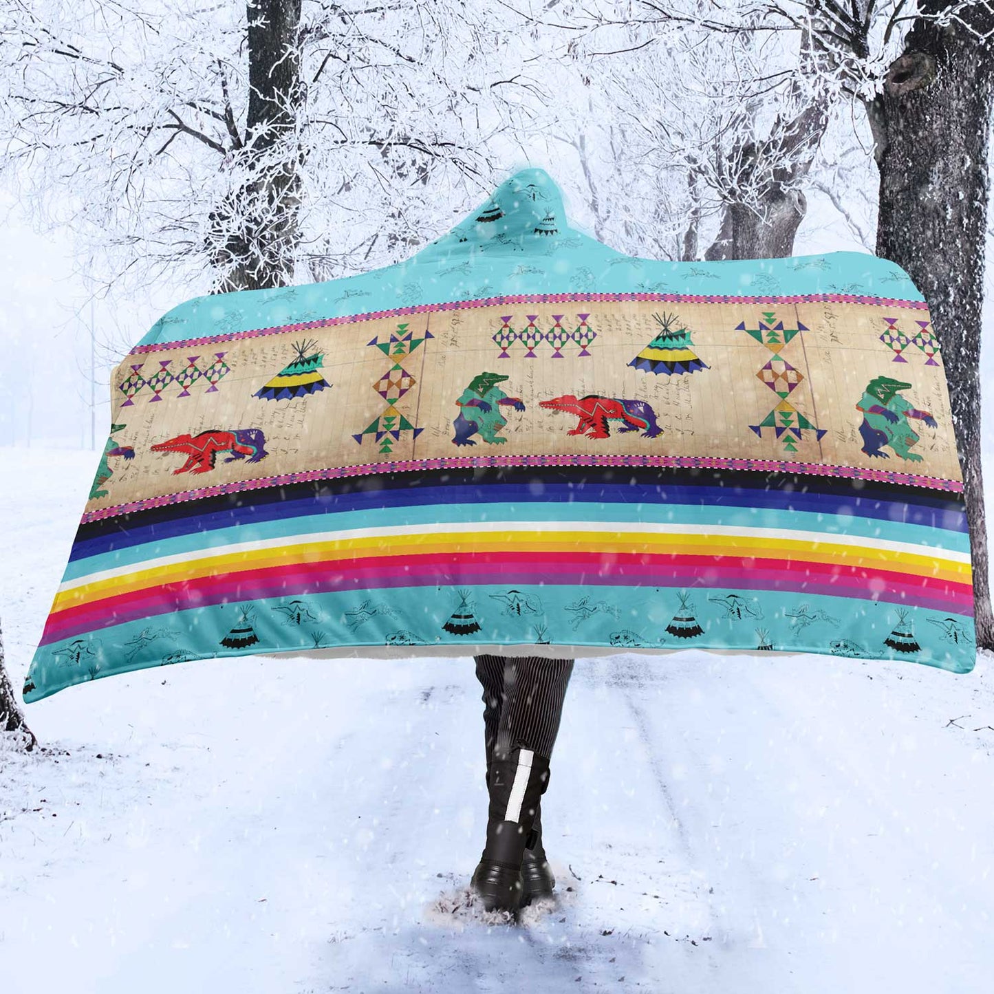 Bear Ledger Sky Hooded Blanket