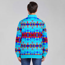 Load image into Gallery viewer, Between the Mountains Blue Zippered Collared Lightweight Jacket
