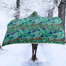 Load image into Gallery viewer, Takwakin Harvest Turquoise Hooded Blanket
