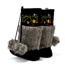 Load image into Gallery viewer, Floral Maskwa Black Real Leather MocLux with Fur
