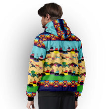 Load image into Gallery viewer, Horses and Buffalo Ledger Blue Sherpa Hoodie
