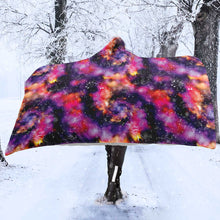 Load image into Gallery viewer, Animal Ancestors 9 Cosmic Swirl Purple and Red Hooded Blanket
