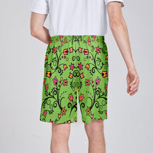 Load image into Gallery viewer, LightGreen Yellow Star Athletic Shorts with Pockets
