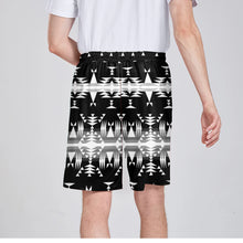 Load image into Gallery viewer, Between the Mountains Black and White Athletic Shorts with Pockets
